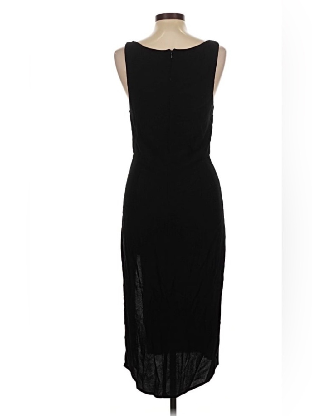 Reformation Black Sleeveless Midi Dress Size 10 Square Neck Side Slit Minimalist - Picture 2 of 9
